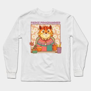 Fierce Programmer Tiger Cat Long Sleeve T-Shirt